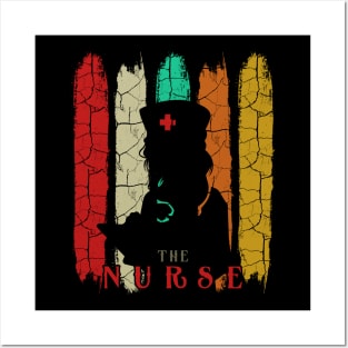 Nursing - Retro Style Nurse Vintage Silhouette Posters and Art